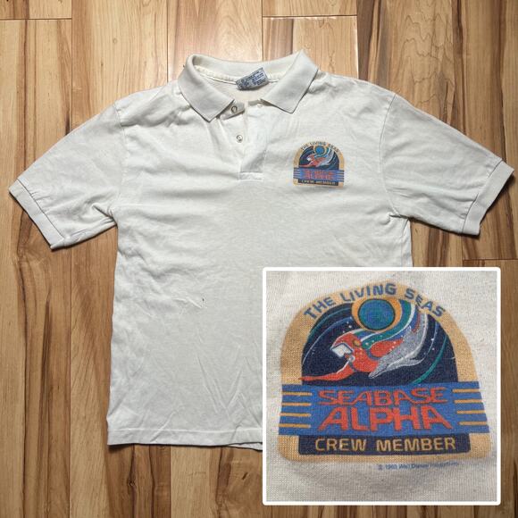 VINTAGE Rare 1985 Seabase Alpha Staff Shirt Epcot Disney Living Seas Size Medium